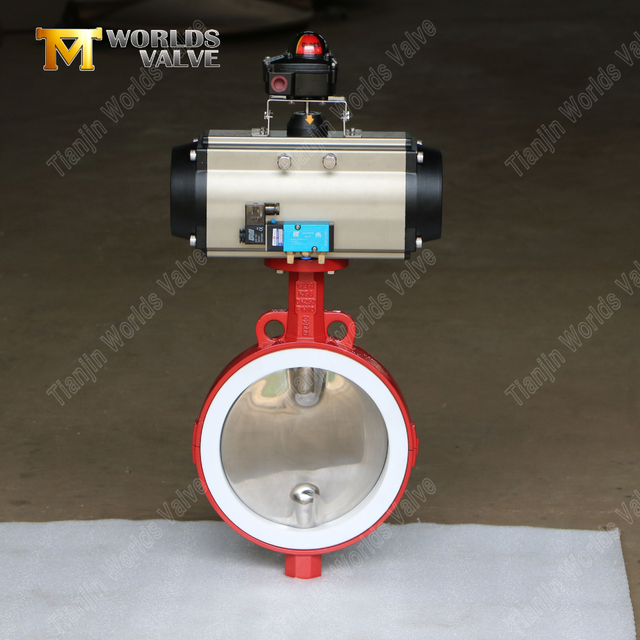 Válvula borboleta wafer de assento de PTFE de corpo dividido com disco CF8M