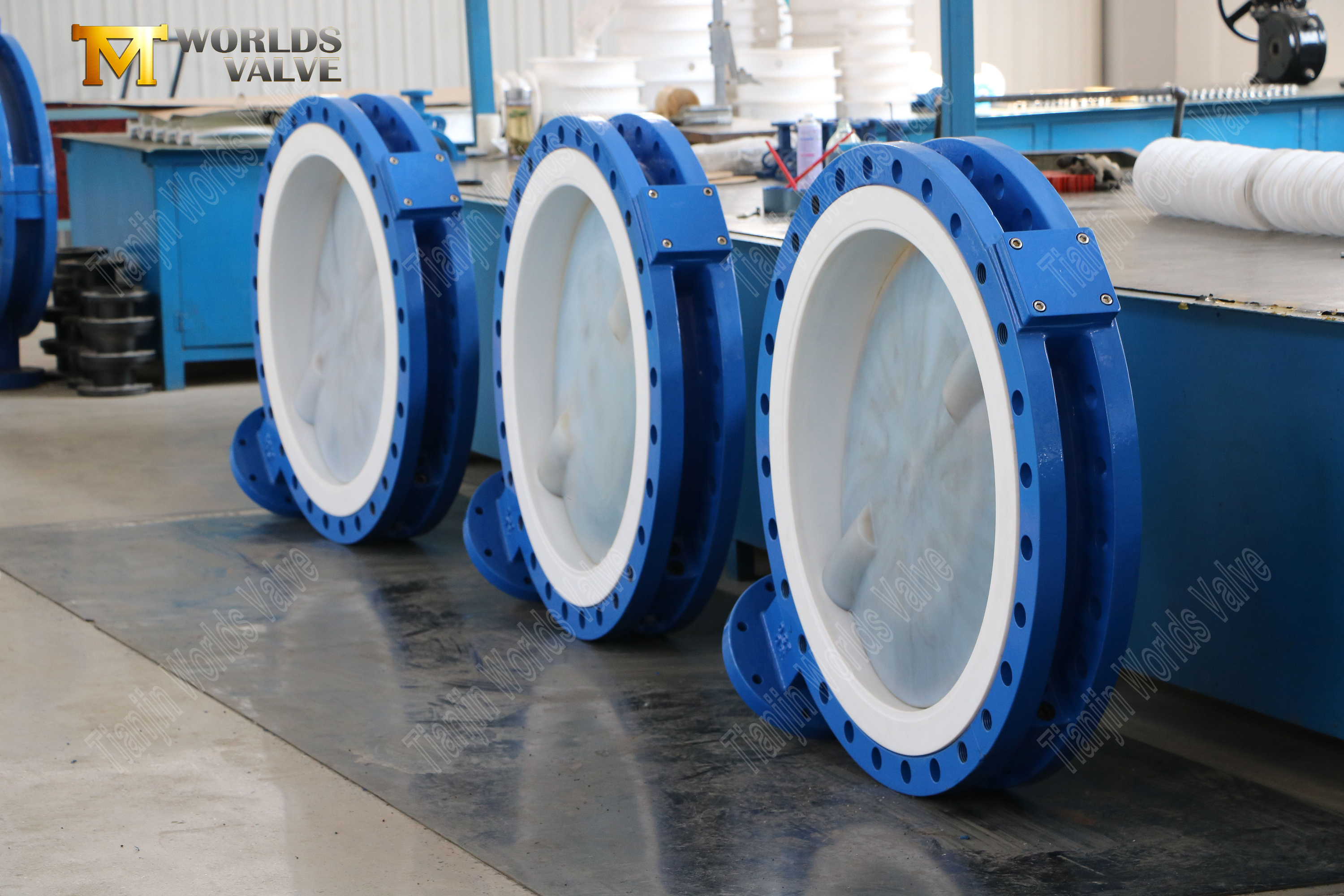 V&aacute;lvula borboleta PFA para servi&ccedil;o qu&iacute;mico 150LB, sede em PTFE, operada por engrenagem (6)