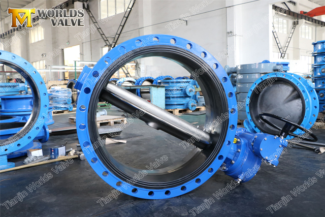 Válvulas borboleta de flange dupla de água de tamanho grande com operador de caixa de engrenagens