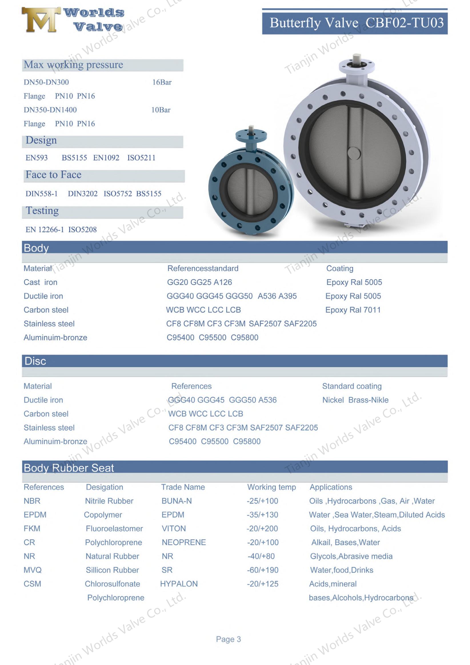 V&aacute;lvulas de borboleta em forma de U com Awwa C504 Standard-1 (1)