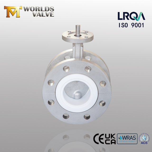 Assento PTFE e válvulas de borboleta flangeada de aço inoxidável