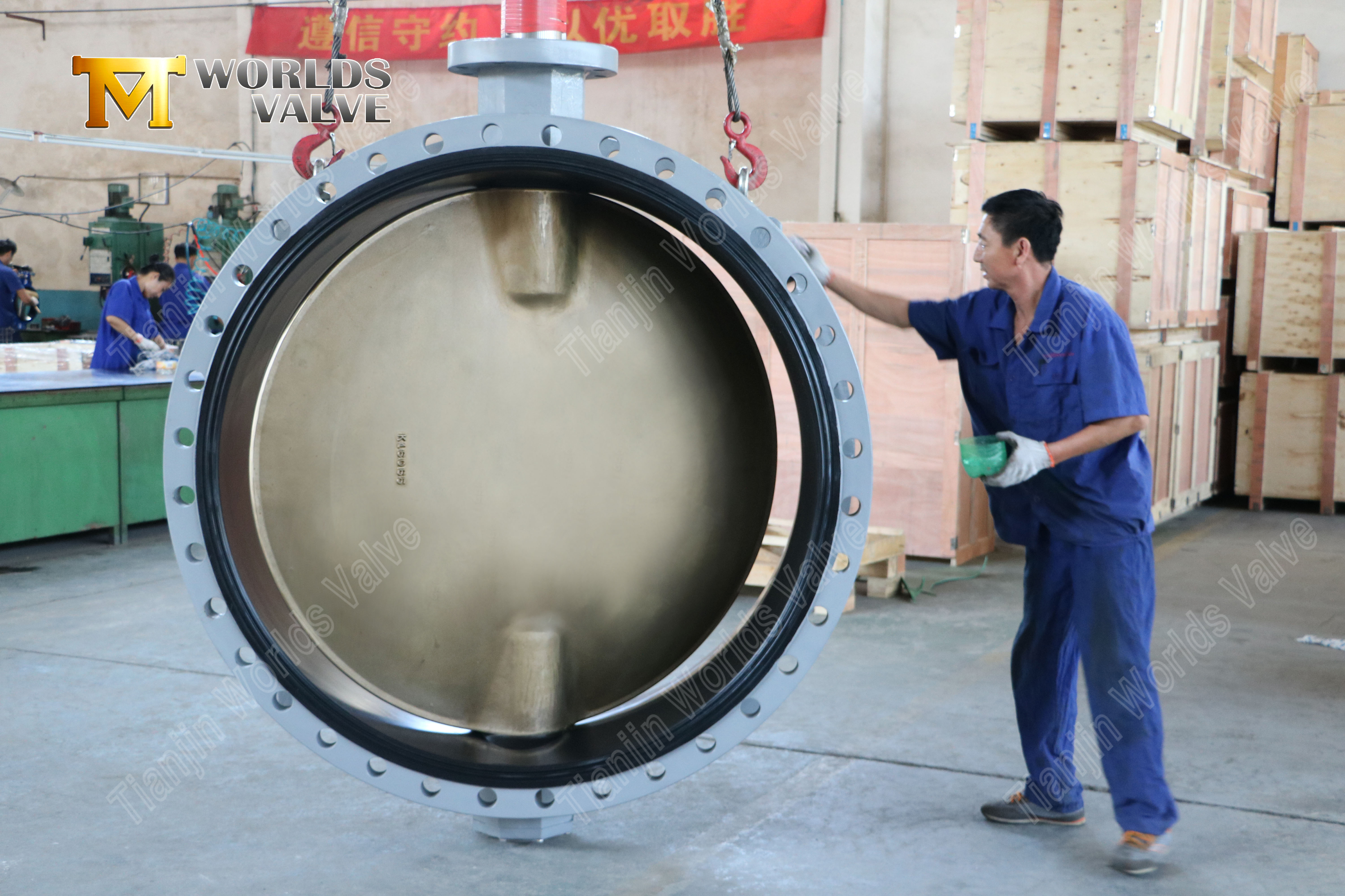 V&aacute;lvula borboleta com flange dupla de disco de alum&iacute;nio e bronze (3)