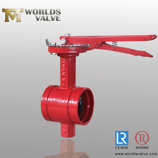 Válvula borboleta de extremidade ranhurada de disco revestido EPDM / NBR / VITON / BUNA