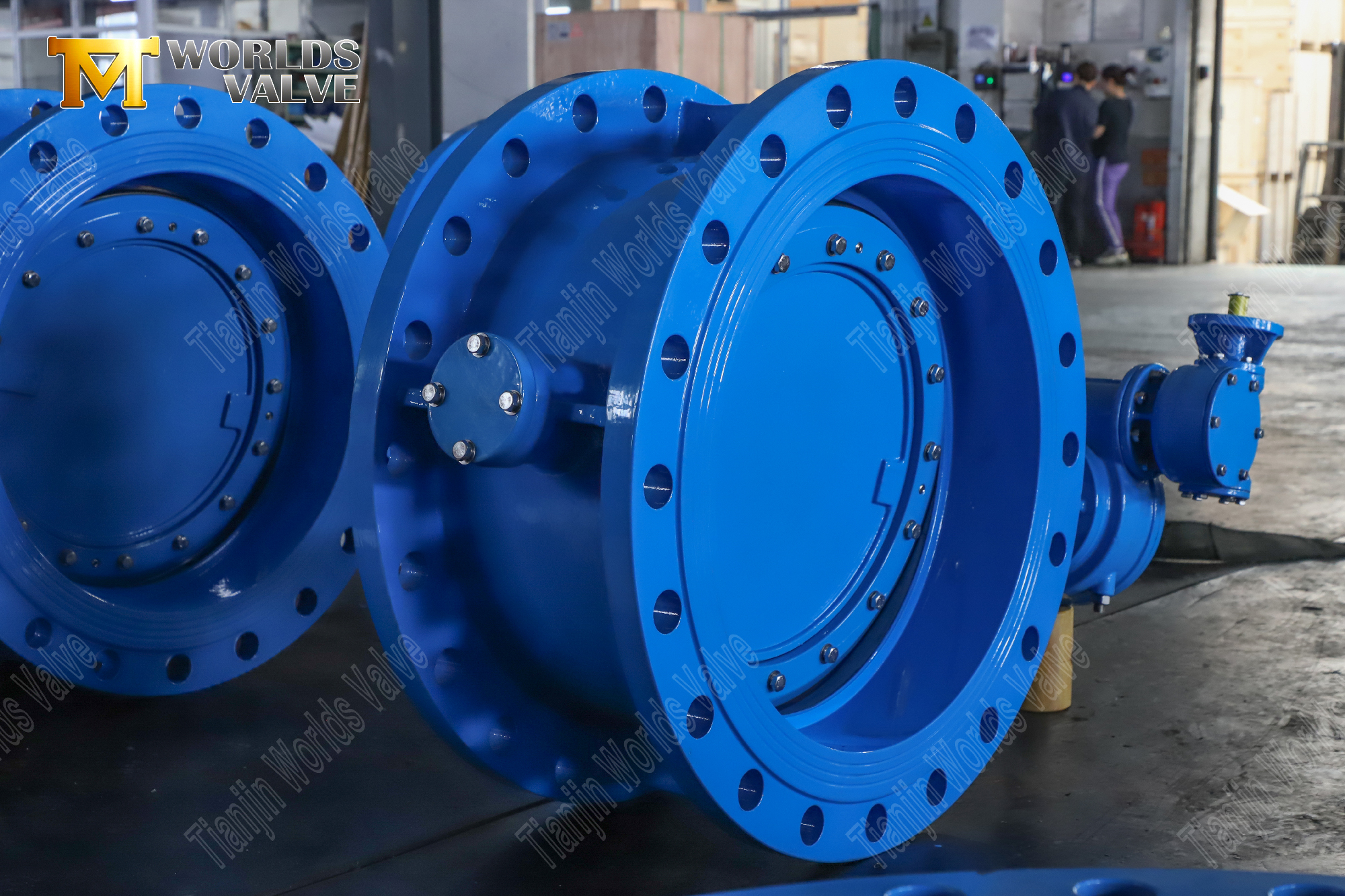 V&aacute;lvula de borboleta PN25 de deslocamento duplo com flanges duplos e operador de engrenagem-3 (2)