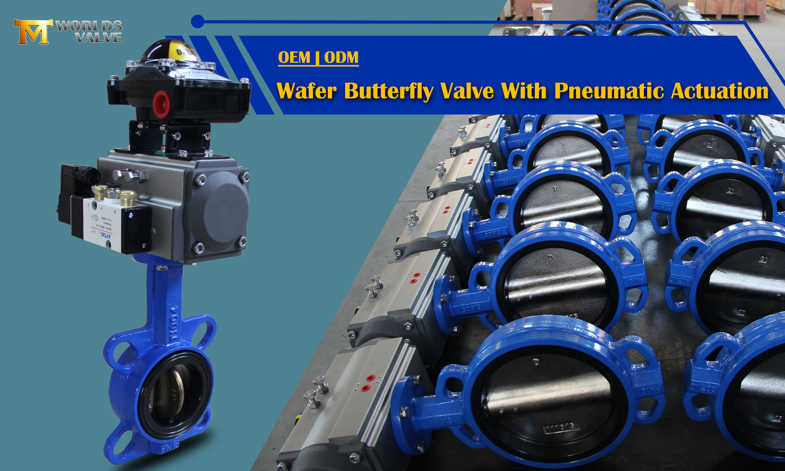 Válvulas de borboleta de wafer de controle pneumático com interruptor limitado