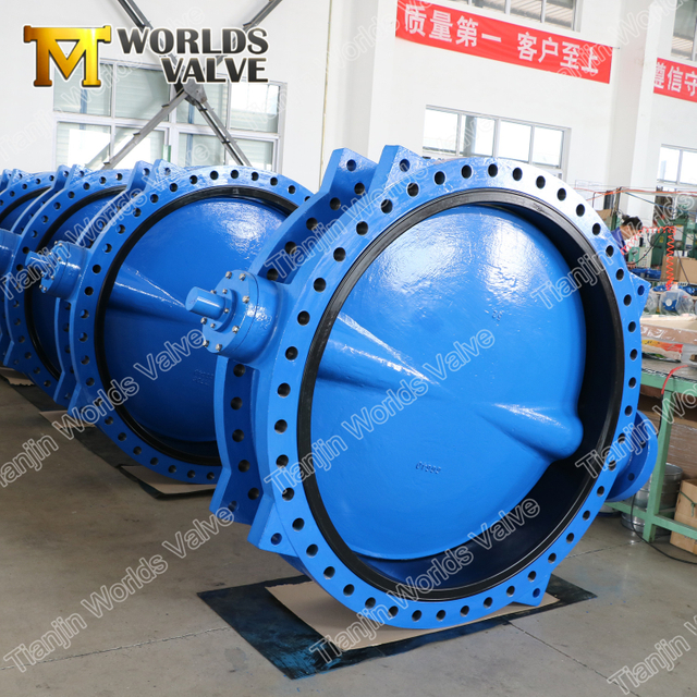 Válvula de borboleta com disco de pintura pinless U-seção dupla flangeada