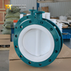 Válvula borboleta PTFE flangeada de duas peças DN600 com corpo WCB e engrenagem operada
