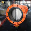 Válvula borboleta de flange dupla 18" com disco super duplex e sede de borracha vulcanizada | Flange superior ISO 5211