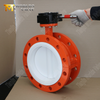 Válvula borboleta PTFE flangeada de duas peças DN600 com corpo WCB e engrenagem operada
