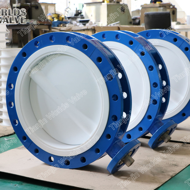 Válvula borboleta de revestimento de PTFE, design de corpo de duas peças API609