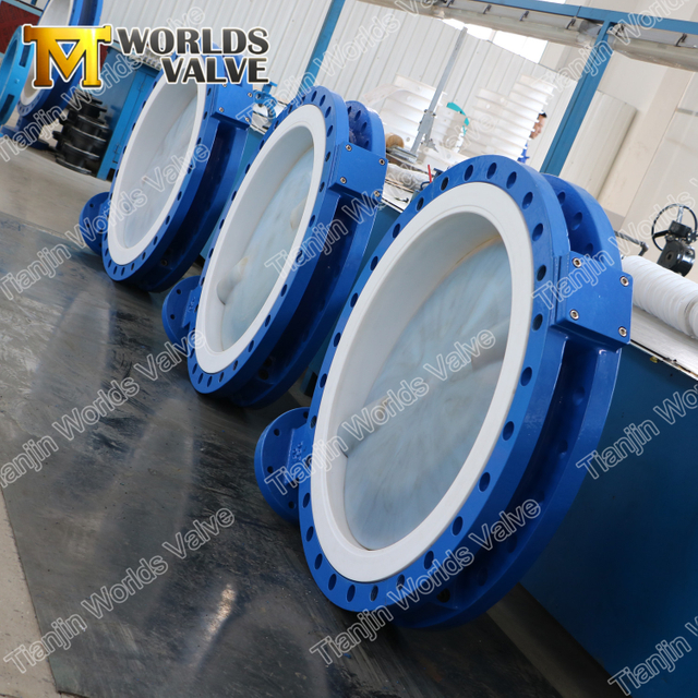 PTFE forrado válvulas de borboleta corporal ladeada de válvulas de borboleta