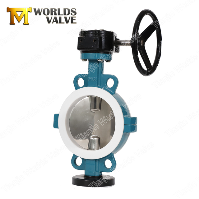 Válvula borboleta PTFE de disco polido wafer