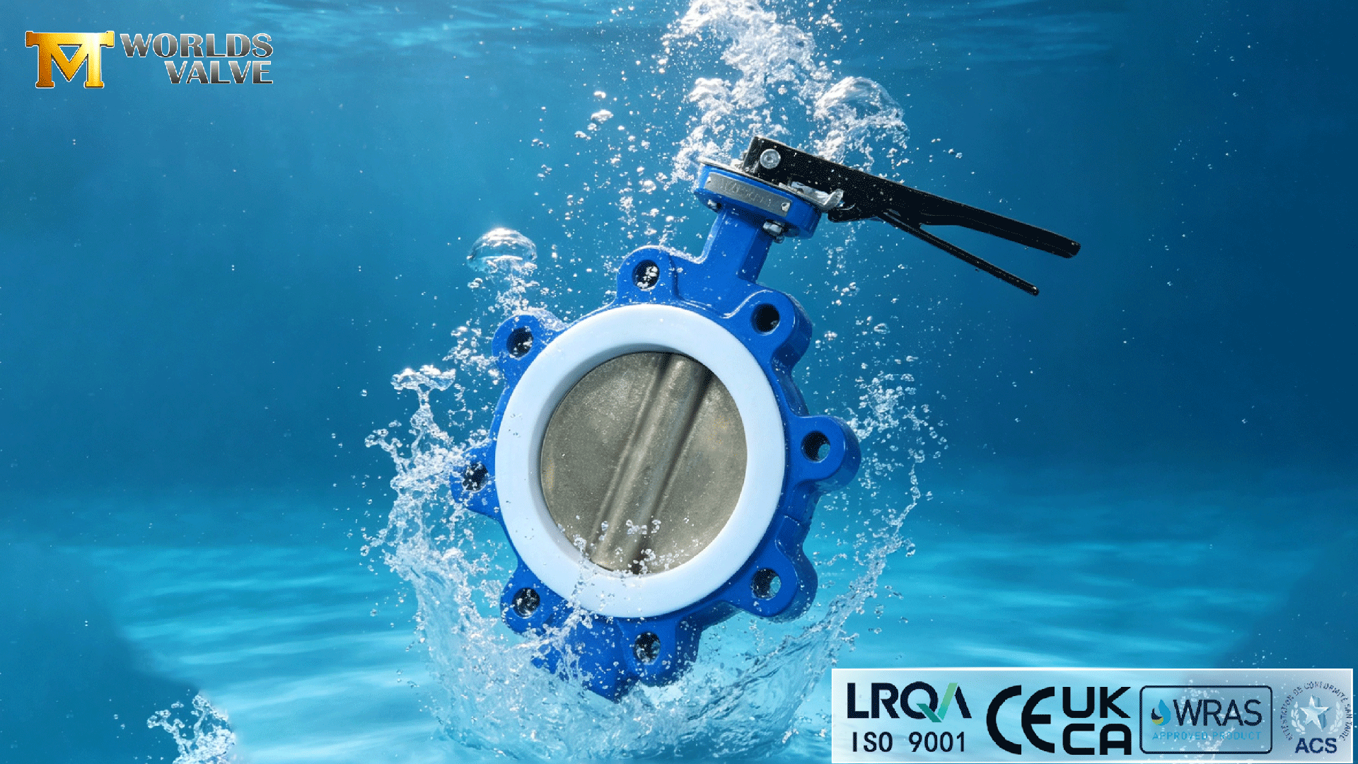 Válvula borboleta Lug | Disco de alumínio bronze (C95800) e assento de PTFE | Operada por alavanca manual