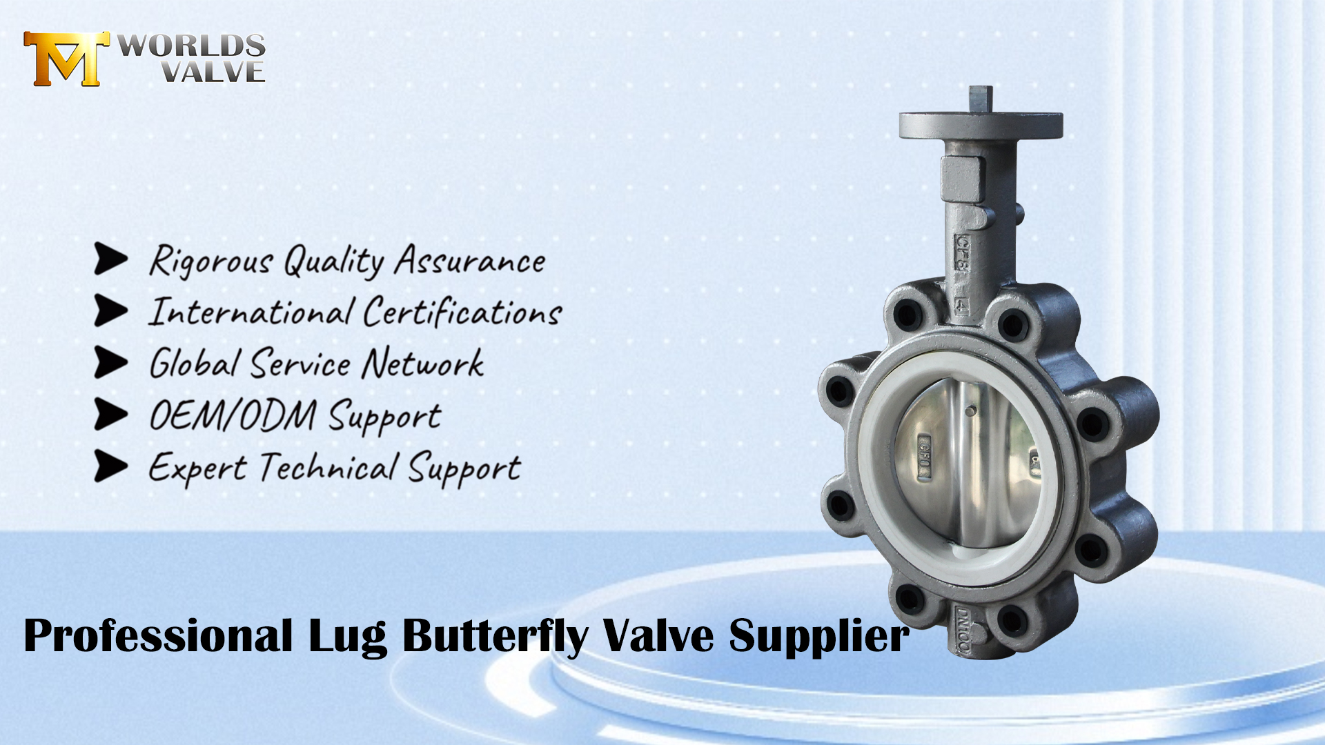 Válvula Borboleta Lug | Corpo CF8 e disco polido | Assento em PTFE | Pin protegido